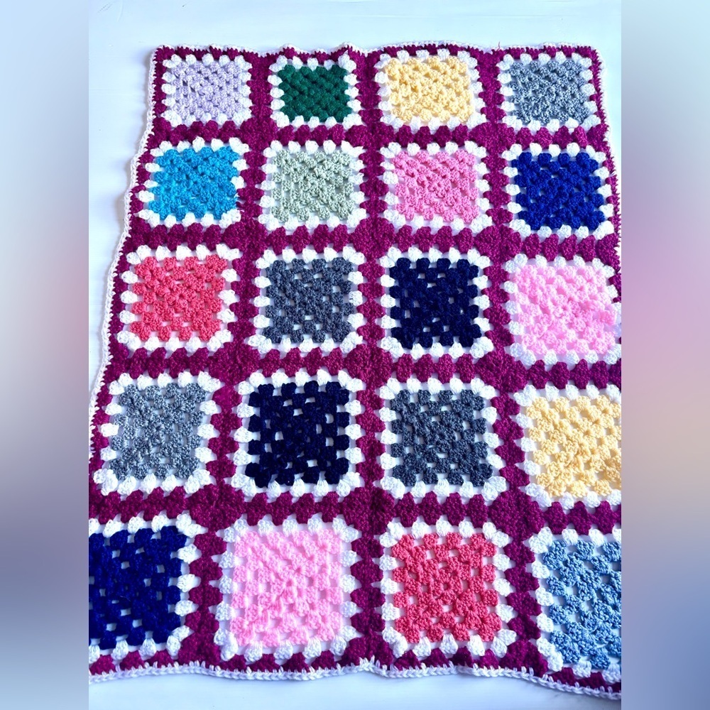 Vintage Multicolor Granny Square Blanket